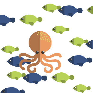 Smiling octopus illustration for same-day sick visits